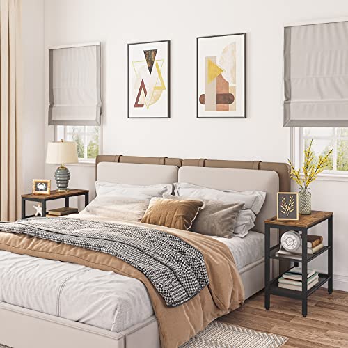 Hoobro Side Table, 3-Tier Narrow End Table, Nightstand With 2 Flat Or Slant Adjustable Shelves For Small Spaces, Hallway, Living Room, Bedroom, Sturdy, Easy Assembly, Rustic Brown And Black Bf23Bz01 #TOP1