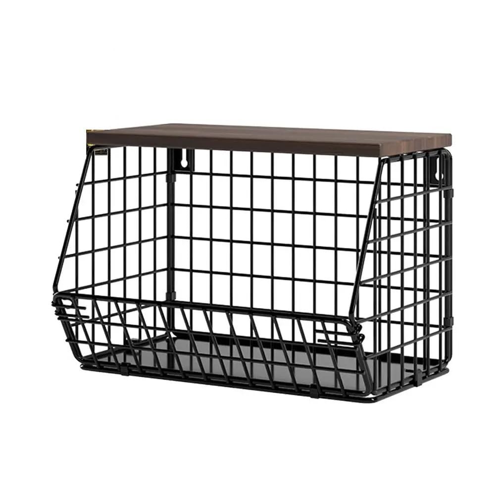 Fruit Vegetable Basket Snack Organizer Wall Mount Kitchen Metal Storage With Hook Countertop Pour Maison(S)