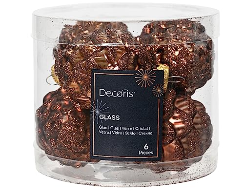 Kaemingk Christbaumschmuck Zapfen Glas 7cm x 6 Stück Weihnachtskugeln...