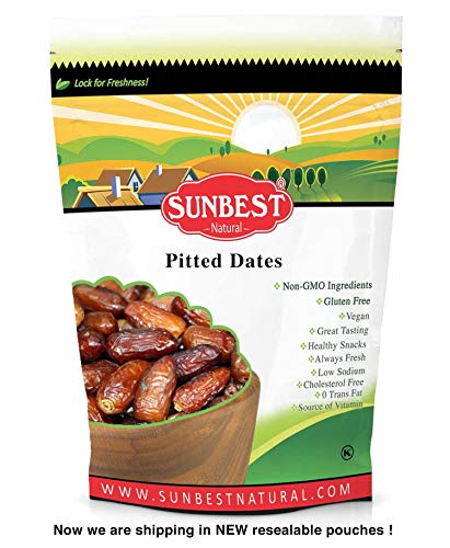 Sunbest Sun-Dried Pitted Dates in Resealable Bag,Premium Quality, Gluten Free - Non GMO