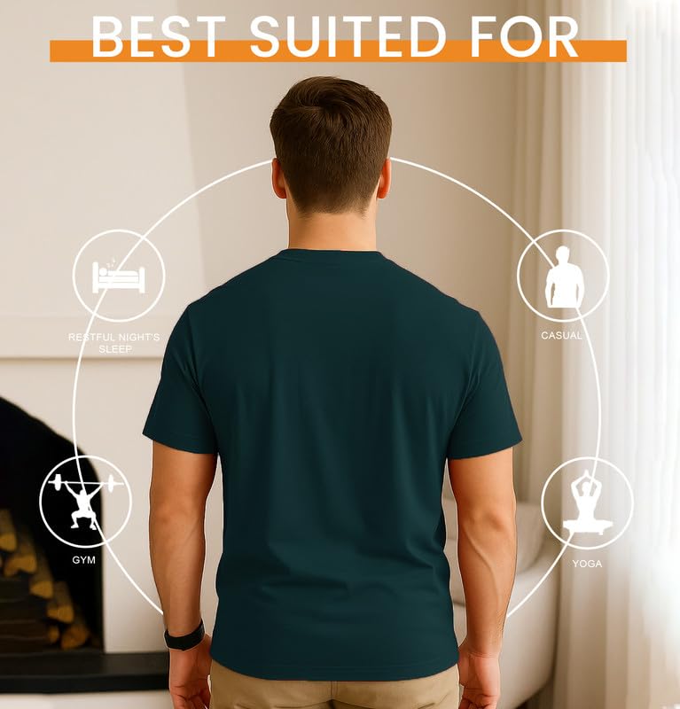 Image of Sleepynuts Men's Regular Fit Round Neck Half Sleeves Solid Casual Wear T-Shirt