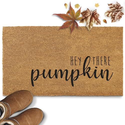 Hey There Pumpkin Door Mat 30x17 Inch, Hello Pumpkin Doormat for Covered Outdoor Area, Fall Rug, Halloween Outdoor Decor, Fall Welcome Mat for Front Porch Patio
