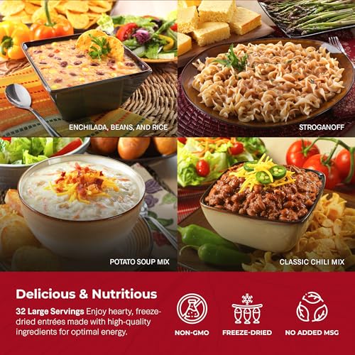 Image of Legacy Food Storage 32 Serving Emergency Food Supply Bucket, 8 Entrees, 12,440 Total Calories, Shelf Stable Lunch & Dinner, Freeze Dried Survival Meals for MRE Camping, Hiking, Prepping
