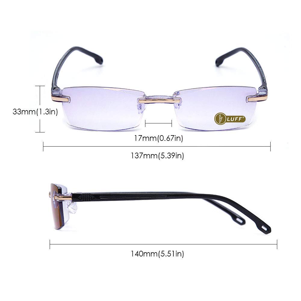 LUFF Okulary do czytania HD Anti-Blue Diamond Cut Edge Bezramowe okulary do czytania