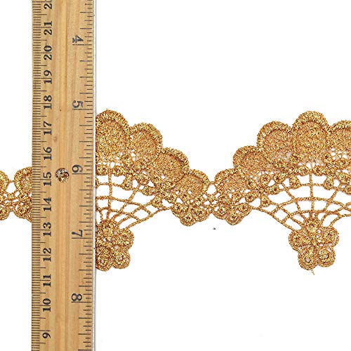 2-Yards Metallic Gold Lace Trim, Crafts and Sewing, 2-1/2", LP-MX-2310 (Gold)
