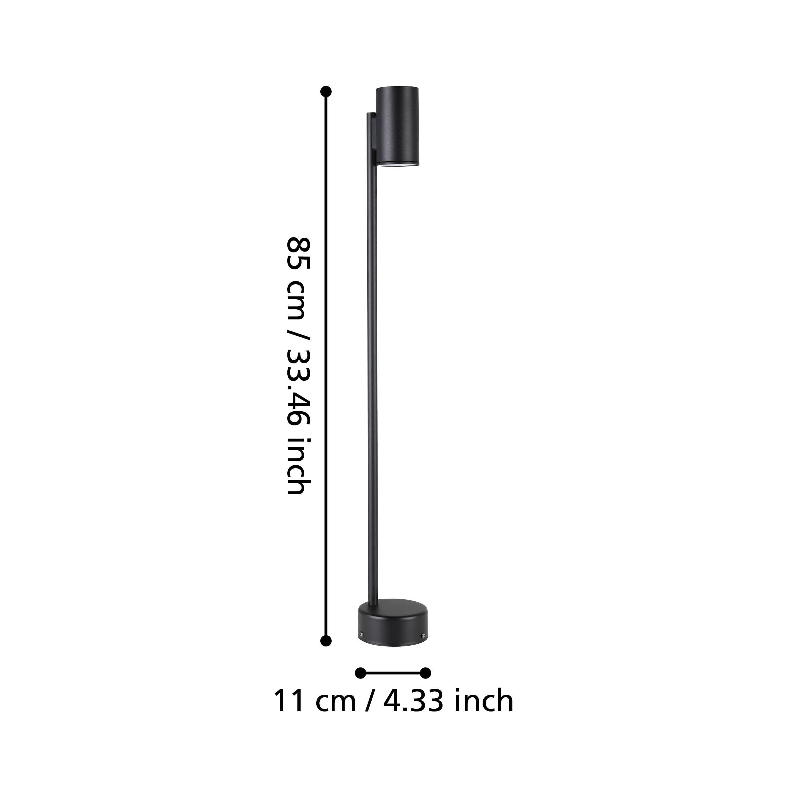 EGLO LED Outdoor Stehlampe Izzalini, Außenlampe Garten | Außenleuchte stehend, Wegeleuchte aus Metall in Schwarz, Lampe außen mit GU10 Leuchtmittel, warmweiß, IP44, 85 cm