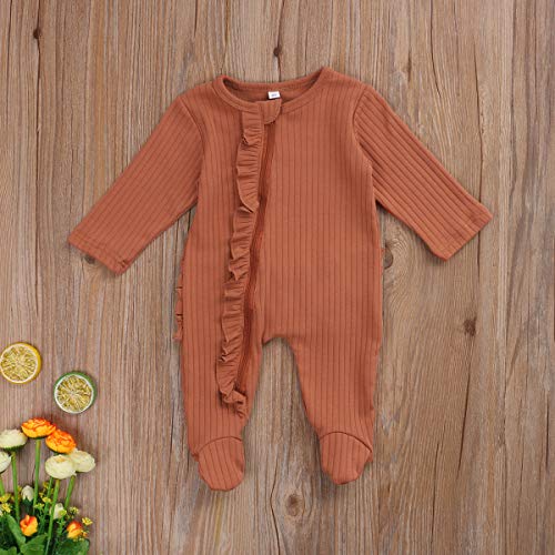 Citgeett Newborn Infant Baby Girls Polka Dot Ruffle Sleeve Romper One-Piece Button Jumpsuit Fall Clothes Outfit #TOP1