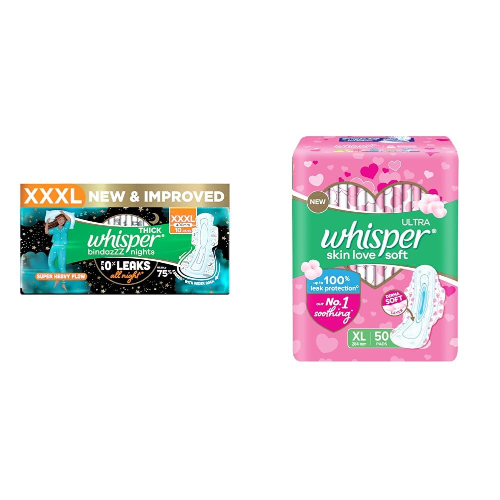 Whisper Ultra Nights XXXL (10 Pcs) and Ultra Soft XL (50 Pcs) Sanitary Pads Combo-image-23