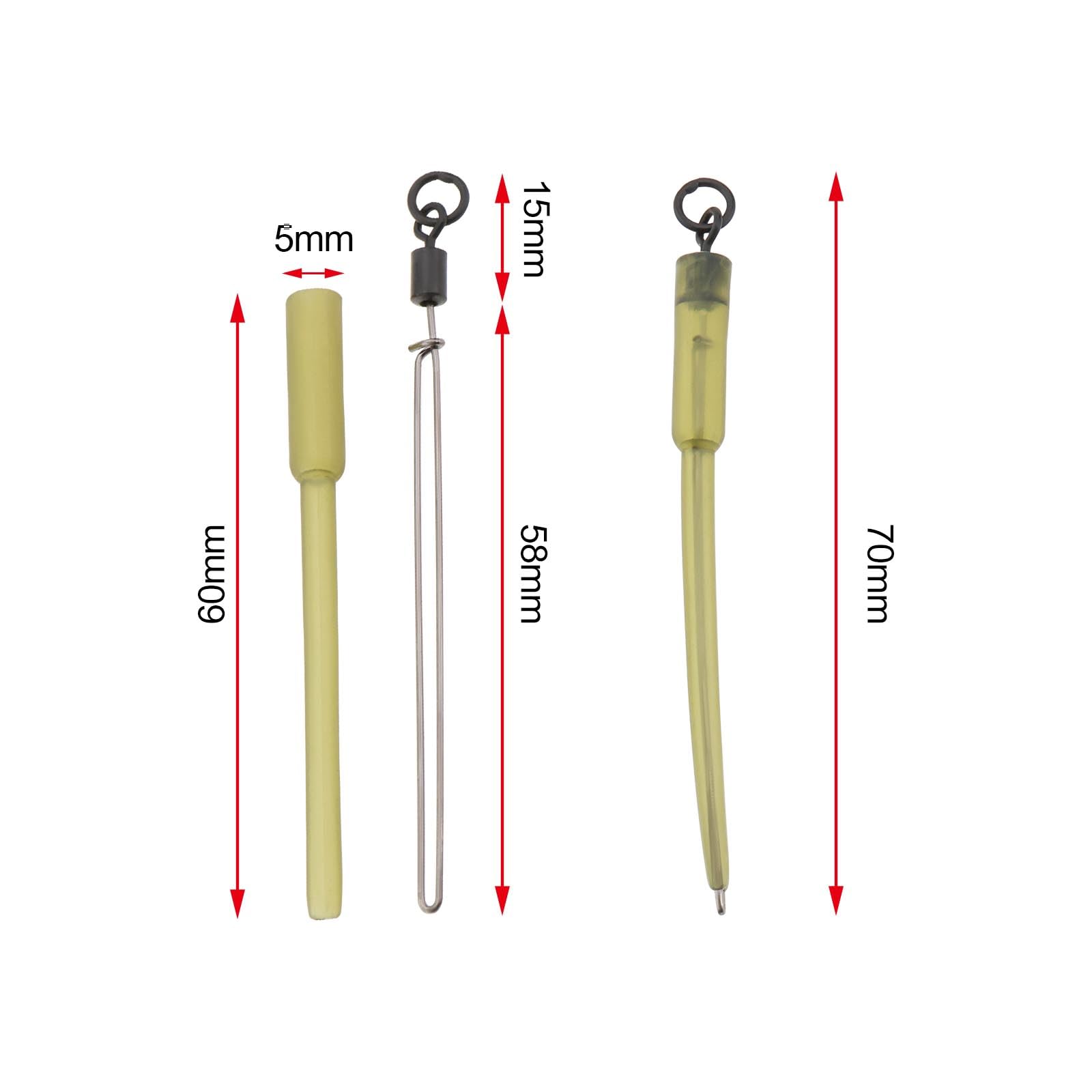 20 Set Girelle PVA Per Pesca Alla Carpa - Connettori A 8 Per Terminali, 70mm, Verde Oliva