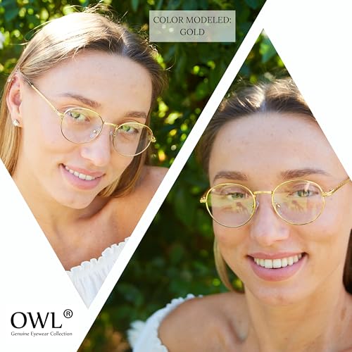OWL Round Retro Vintage Women's Men's Clear Glasses Metal Spring Hinge Frame3