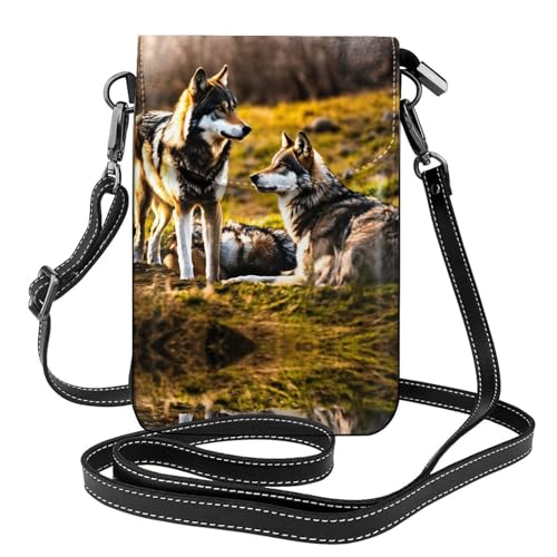 Sac bandoulière femme cuir végétalien léger pochette téléphone portefeuille Wolfs