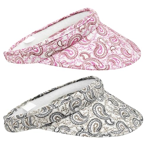Image of 2 Pack Sun Visor Hats Women Men Clip On Wide Brim Visors Hat Outdoor Sports Golf Beach Travel Tennis Caps