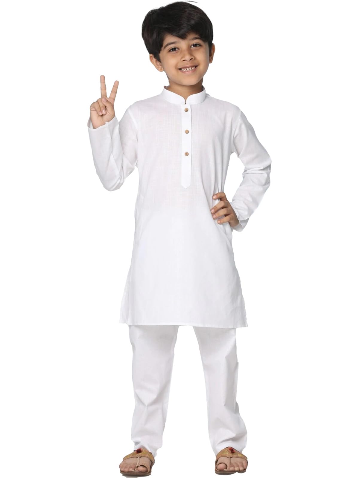 Boys' Solid Plain Cotton New Kurta Only-image-7