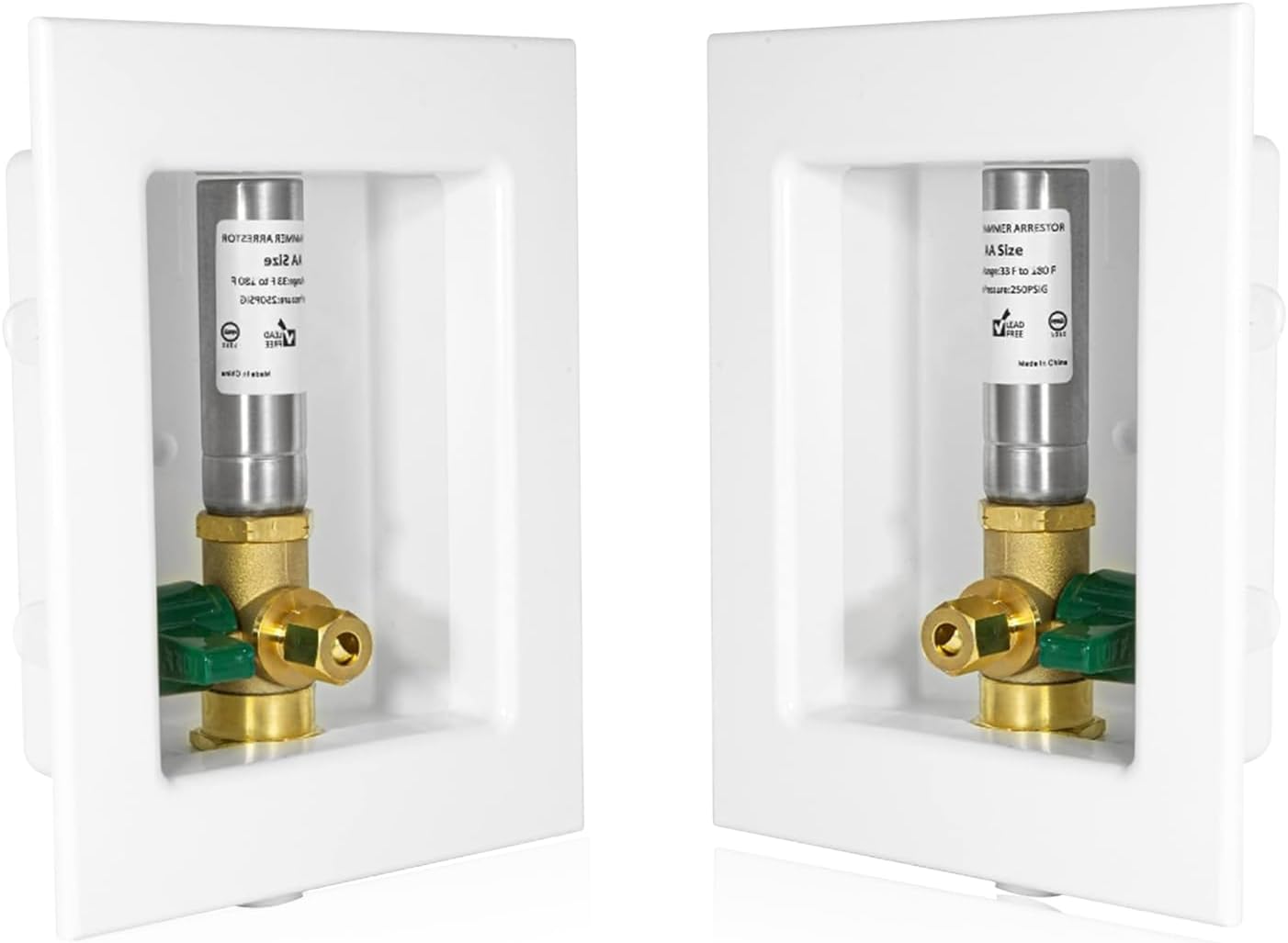 1-PACK GUOFIS Icemaker Outlet Box with 1/2" CPVC Inlet Connect, Ice Maker Box with Pre-installed 1/4-Turn Ball Valve(Stainless Steel Hammer Arrestor)(IM014)