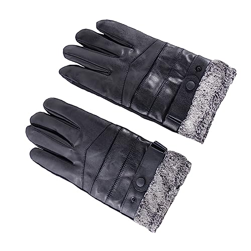 YARNOW Guantes De Esquí para Hombre Táctiles y Resistentes Al Agua Guantes De Invierno Cortavientos De Piel PU Ideales para Ciclismo y Senderismo