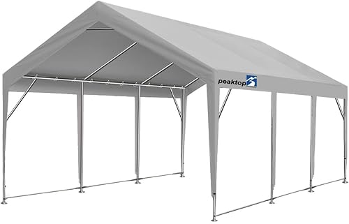 PEAKTOP OUTDOOR Cochera resistente mejorada de 12 x 20 pies, toldo portátil para automóvil, tienda de campaña de garaje, refugio para barco con