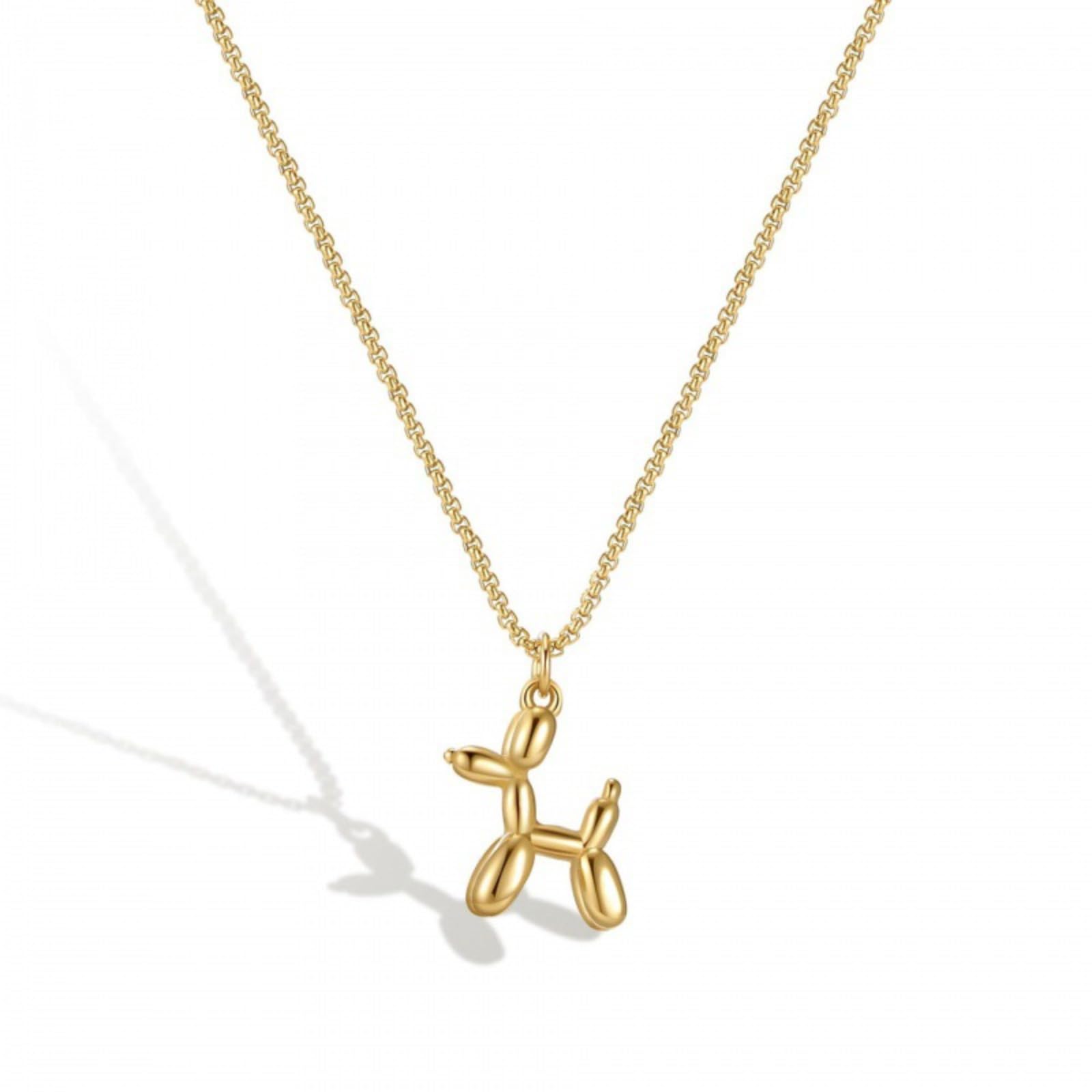 Colliers originaux en acier titane et pendentif chien plaqué or