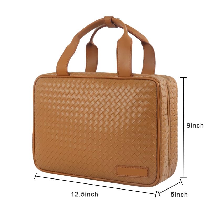 Generic PRODUCTGENICS Travel Toiletry Bag, Large Makeup Bag for Women, Premium Quality and Stylist Cosmetic Bag, Hanging Toiletry Organizer, Water Resistant Makeup Bag, Skincare Pouch. (Brown)3