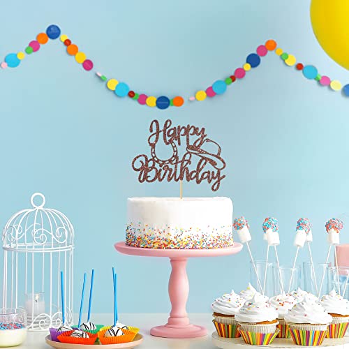 Webenison Western Theme Happy Birthday Cake Topper/Mexican Birthday Party/Men Cowboy Birthday Party Decorations Brown Glitter #TOP6
