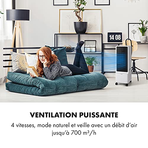 KLARSTEIN Maxflow Smart - rafraîchisseur d'air, humidificateur, ventilateur, WiFi: contrôle par appli, 80 W, 700 m³/h, 4 vitesses, 3 modes, minuterie 24 h, réservoir d'eau 5 l - blanc - Image 5