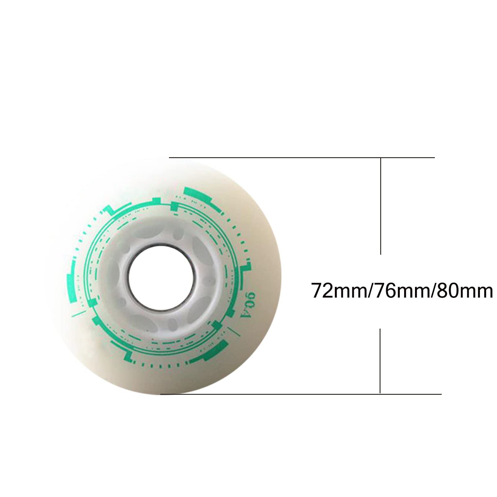 Genérico Ruedas de Repuesto para Patines en Línea Exterior Interior Ruedas con Luz Led de 72 mm, 76 mm Y 80 mm, con Flash Led, Paquete de 8 Unidades.
