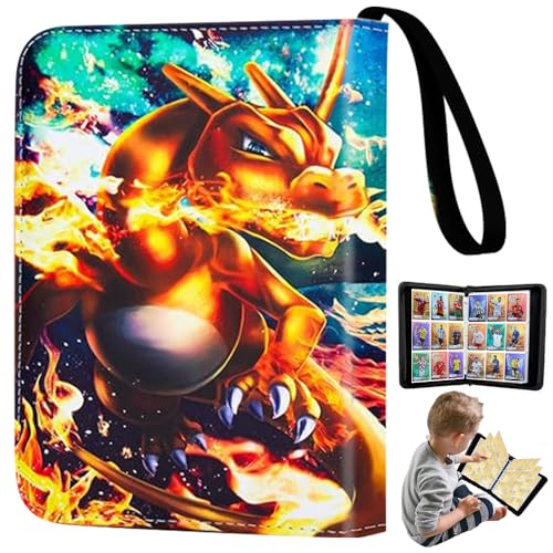 Kinfezlon Álbum de recortes para cartas Pokémon, 50 páginas, 900 bolsillos, álbum de recortes para Pokemon, álbum de tarjetas coleccionables portátil, álbum de tarjetas coleccionables con cremallera y