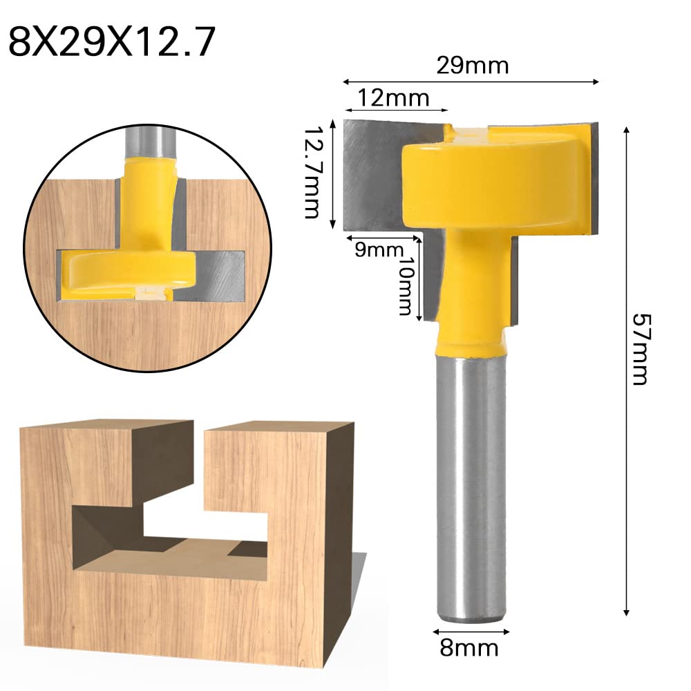 T-Slot Fresa per Scanalature Legno da 8 mm Punta del Router di Taglio a Filo con Doppia Scanalatura Fresa Lavorazione Legno da 8 mm Punta del Router di Taglio a Filo