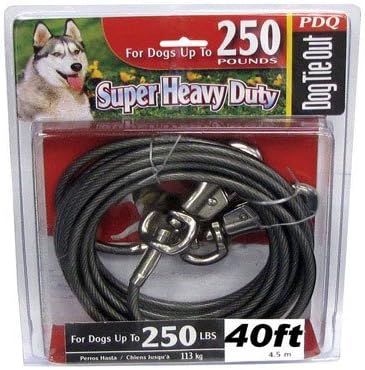 Boss Pet PDQ Silver Tie-Out Vinyl Coated Cable Dog Tie Out X-Large