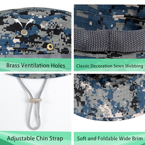 Image of Sun Hats for Men Women Boonie Hat UPF 50+ Bucket Hat Wide Brim UV Protection Fishing Hiking Safari Outdoor Hats