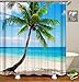 Produktbild Chickw1 Duschvorhang Anti-Schimmel Wasserdicht, Polyester Waschbar Bad Vorhang mit 12 Duschvorhangringe Badewanne Vorhang 3D Drucken Badvorhänge für Badezimmer (Meer Strand,150x180cm)