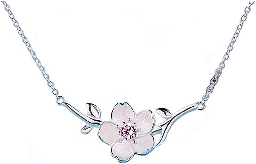 Helen de Lete Women's Sakura Flower On the Tree 925 Sterling Silver Necklace-B