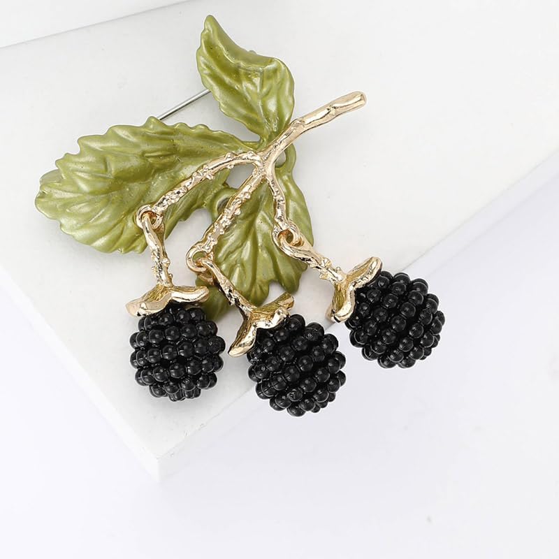 2pcs Alloy Plant Beaded Blackberry Brooch for Men, Elegant Berry Badge for Suit & Sweater image 3