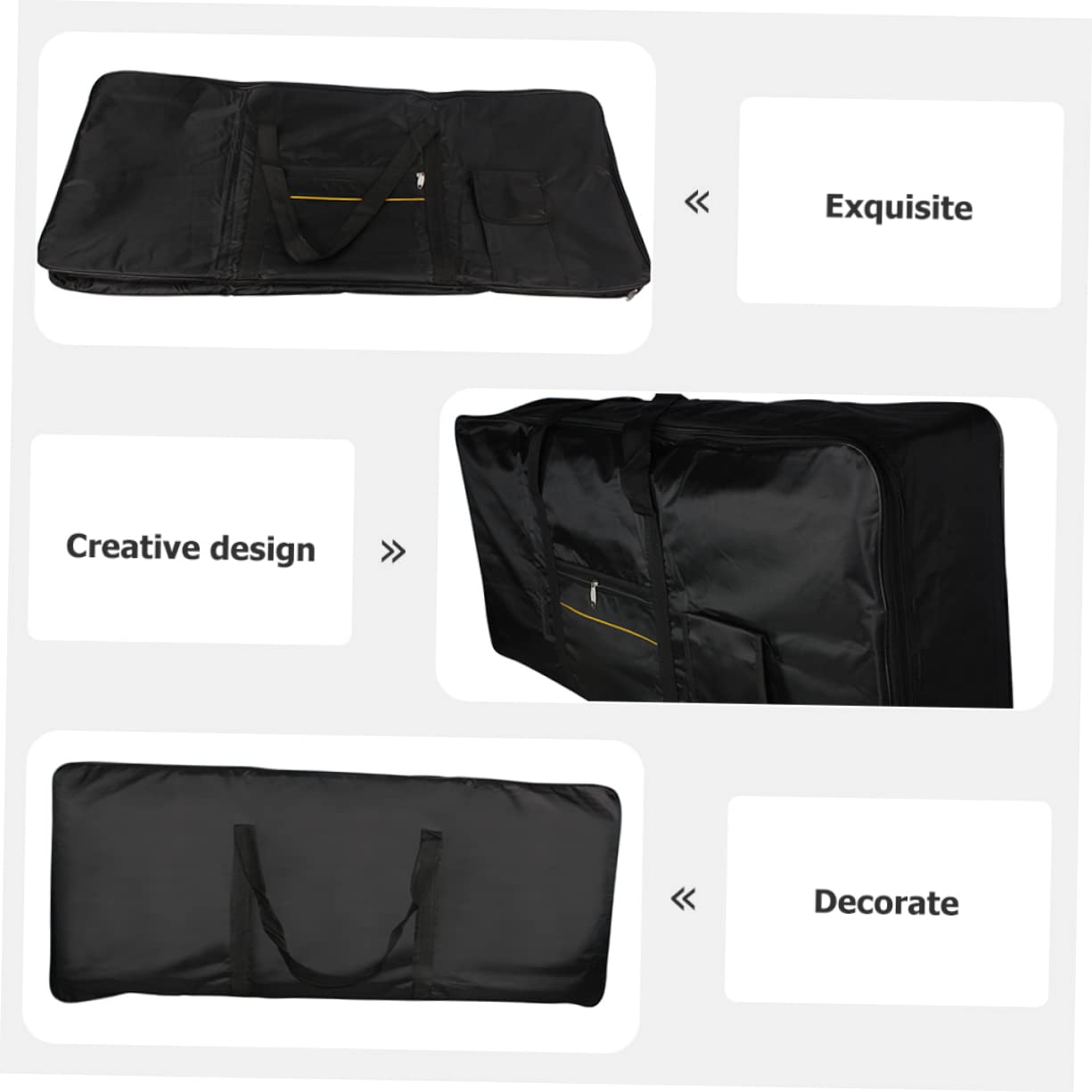 FRCOLOR Borsa per Tastiera Elettronica Tracolla Regolabile 61 Tasti Oxford e Doppio Utilizzo come Zaino o Borsa a Mano Nera