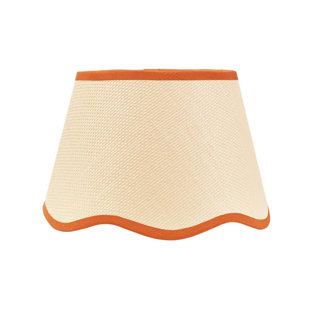 Valuelights Burnt Orange Dutton Natural Fabric Scallop Edge Small Lamp Shade With Led Bulb In