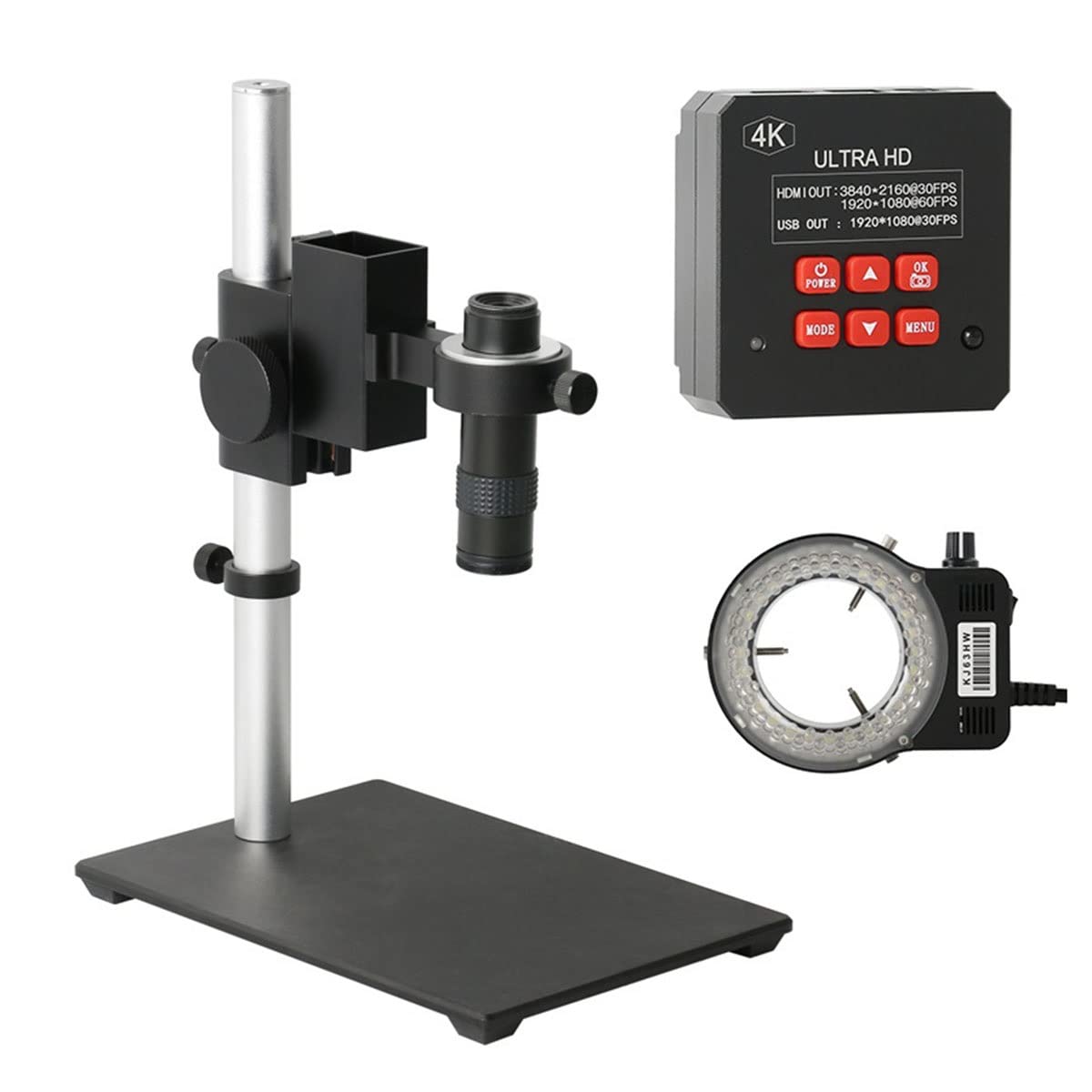 Microscope 38MP 4K Digital Microscope Camera, Continus Zoom 100X 130X 180X 300X 500X C Mount Lens(C)