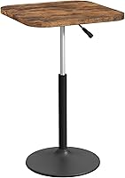 MAHANCRIS Height-Adjustable Bar Table 26.8-36.2" Pub Table, 360° Rotating Cocktail Counter Height Table for Small Spaces, Rustic Brown/Black BTHR5501