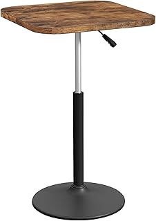 Bar Table, Height-Adjustable Pub Table 26.8-36.2 Inches, Cocktail Tables with Base, Counter Height Table for Small Space, Easy to Assemble, Rustic Brown and Black BTHR5501