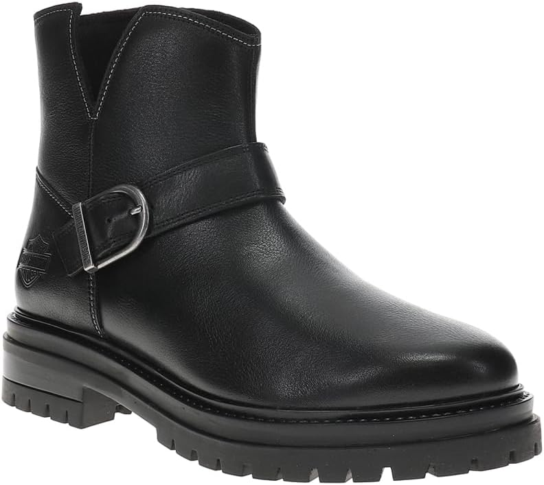 Harley-Davidson Footwear Womens Westfield Zippered Motorcycle Casual Boots Ankle Low Heel 1-2" - Black
