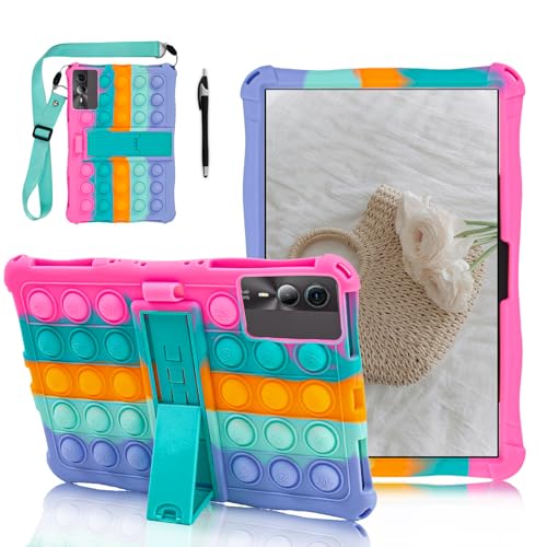 ATOOZ Universal 11 inch Tablet Case for Blackview tab 90 Wifi/DOOGEE U11/T30 SE/T30 Pro/Honor Pad X8A/Skyworth Y31/ZTE/Alpha 2024 5G Pro/Redmi Pad SE 11/Samsung Galaxy Tab S9 (Colorful Pink)