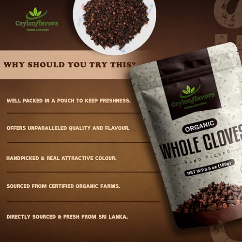 Ceylon Flavors Fresh and Pure Hand Picked USDA Certified Premuim Grade Organic Whole Cloves 3.5oz (100g) - Image 4