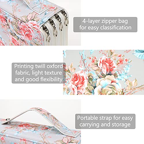 Image of Vomgomfom Colored- 200 Slots Pencil Holder with Zipper Closure Twill Fabric Large Capacity Pencil Case for Watercolor Pens or Markers, Organizer for Artist (Gray Rose)