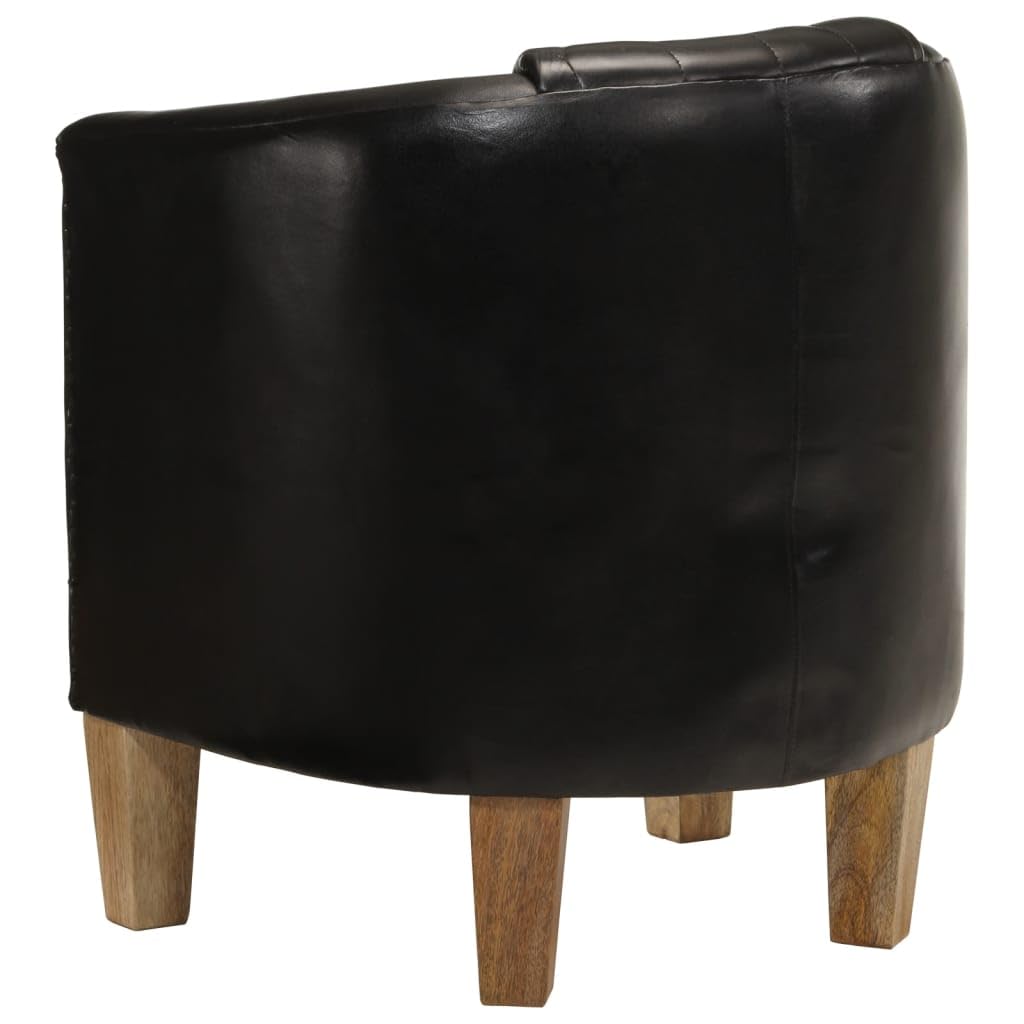 vidaXL Fauteuil Cabriolet, Chaise de Relaxation, Siège avec Accoudoirs Rembourrés, Canapé de Salon Salle de Séjour, Noir Cuir Véritable