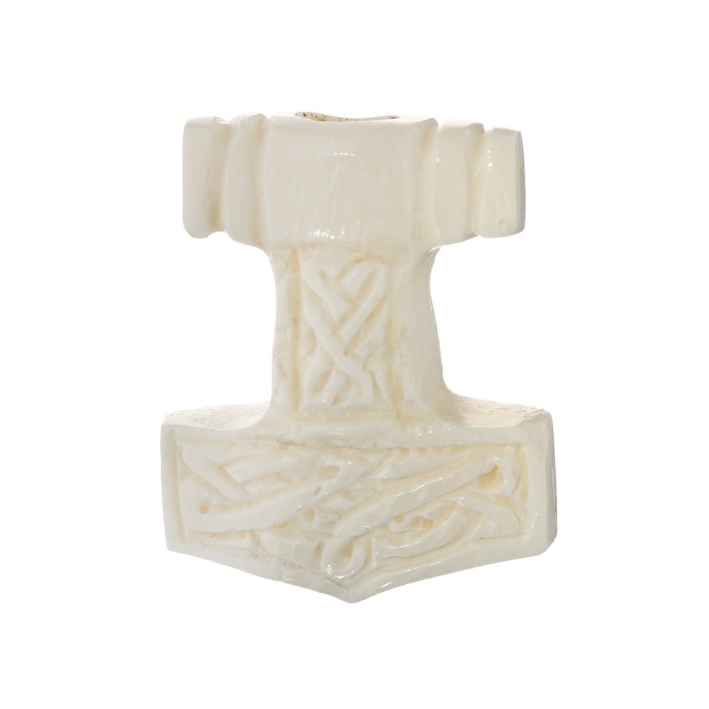 NKlaus hair accessories beard beads MUTHAR Thorhammer bone curly bead 6424, White