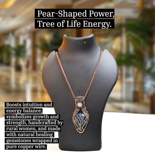 Tree of Life Pendant Necklace – Labradorite & Moonstone, Handcrafted Copper Wire Jewelry, Boho Spiritual Healing Necklace for Women, Unique Gift4