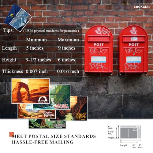 SHOXREM National Parks Theme Postcard Set: Horizontal Vintage Travel Posters Wall Decoration - 63 Abstract U.S. Parks Illustrations, 6\" W x 4\" H - Thumbnail 5