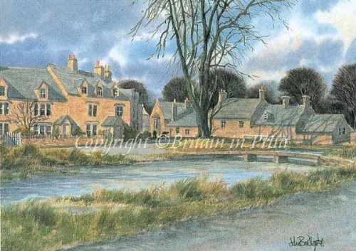 Britain in Print Lower Slaughter Mounted Miniature 5x4 inches