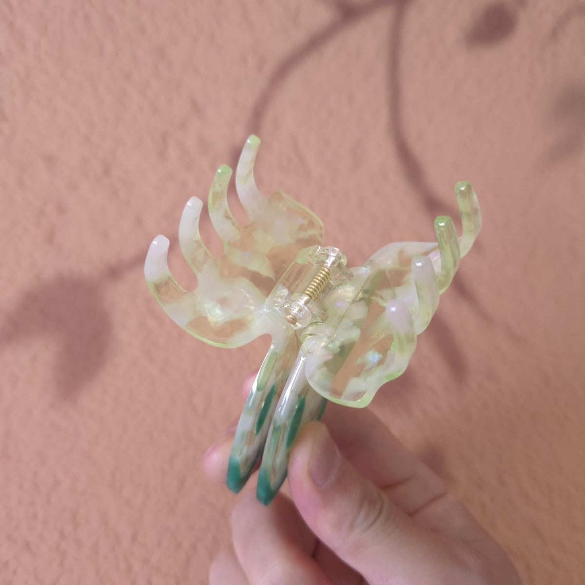 Pinza para el pelo de mariposa de fantasía, pinzas de acetato, lindas pinzas de mariposa para mujer, color verde