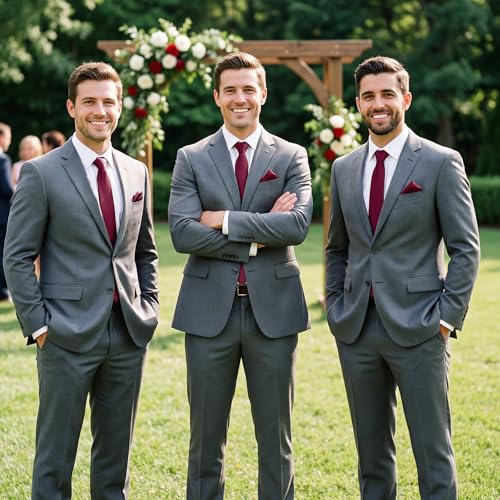Image of Unittype 6 Pcs Mens Tie and Pocket Square Set, Solid Color Satin Formal Necktie Handkerchief for Wedding Fathers Day Gift
