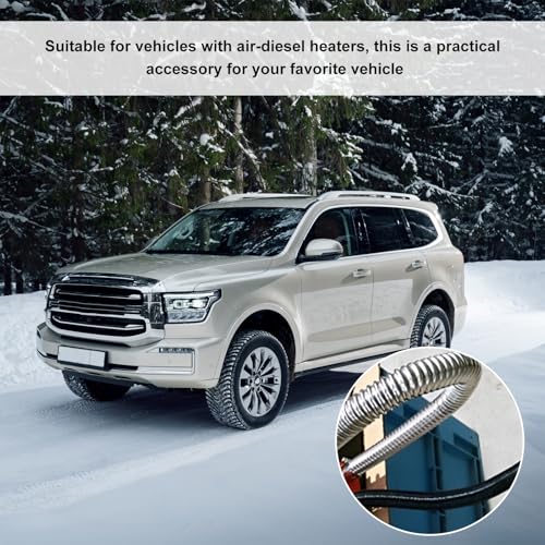 SHMZK 23.6 Inches Stainless Steel Exhaust Hose, 2.5cm/ 1\" ID Diesel Heater Flexible Exhaust Pipe with 2 Hose Clamps, Flex Parking Air Heater Fuel Tank Exhaust Pipe for Most Vehicle