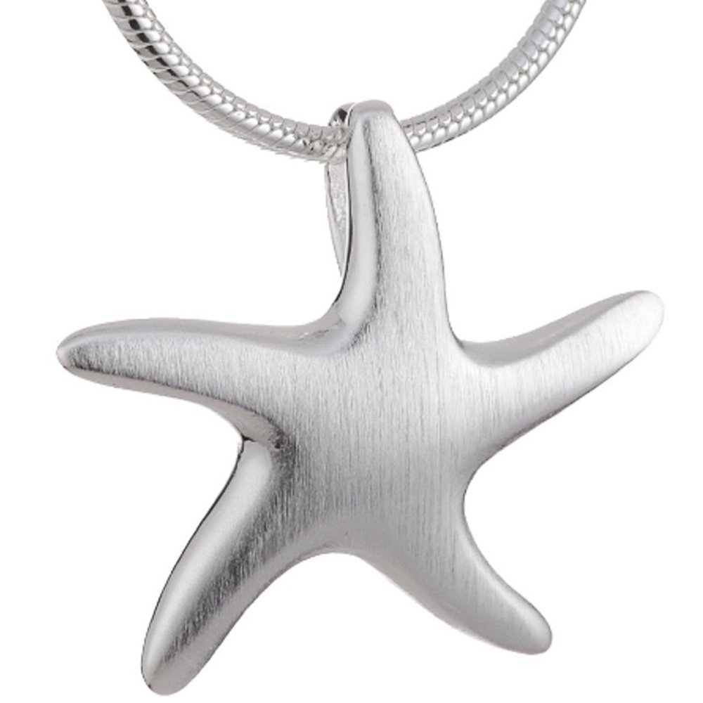 Vinani Seestern Anhänger mit Schlangenkette aus 925 Silber für Damen ASD-S | 925 Sterling Silber mit mattiertem Seestern-Anhänger, glänzender Schlangenkette aus Italien, nickelfrei und anlaufgeschützt